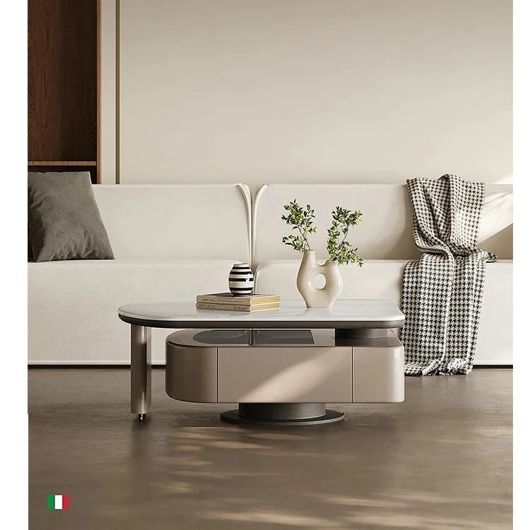 モダンデザインのセンターテーブル｜強化ガラスとパイン材使用｜リビングルームに最適な収納機能付きコーヒーテーブル fjd-4717