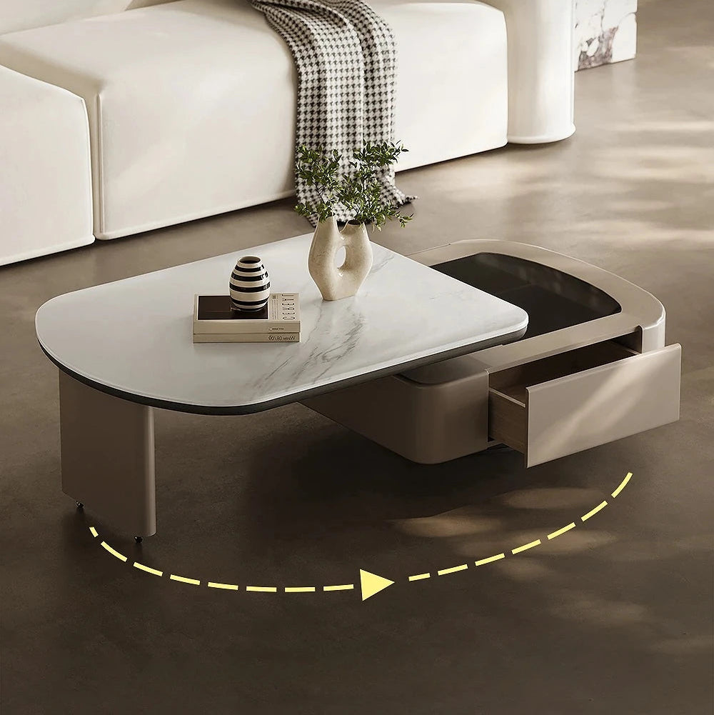 モダンデザインのセンターテーブル｜強化ガラスとパイン材使用｜リビングルームに最適な収納機能付きコーヒーテーブル fjd-4717