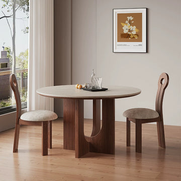 ダイニングテーブル大理石調セラミック天板　アッシュ材脚フレーム丸テーブル北欧デザインおしゃれなテーブルfjj-6440