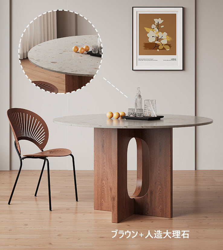 セラミック製ダイニングラウンド丸テーブル fjj-6441