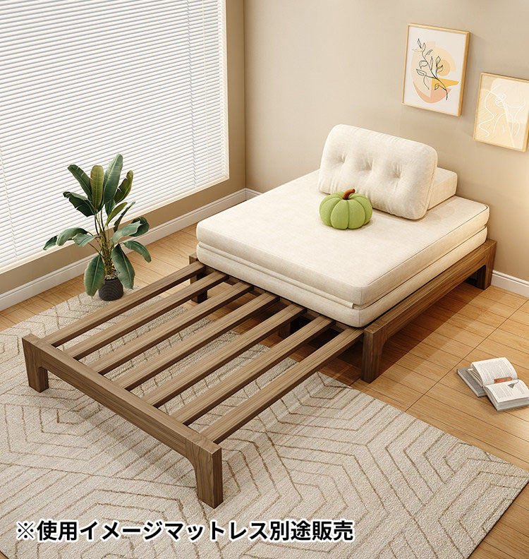 伸縮式すのこベッド 天然木材ベッドフレーム単品 fthjh-8612