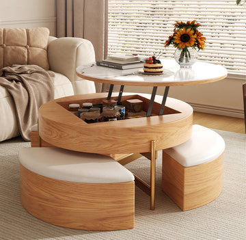 高級セラミック×無垢材×PUレザー×ステンレス センターテーブル fjnl-1599