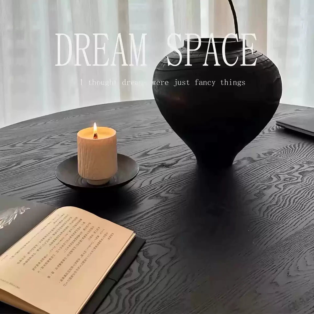 丸テーブル　アッシュ材使用ブラックラウンドテーブル　ダイニングテーブル北欧デザイン　fjx-2694