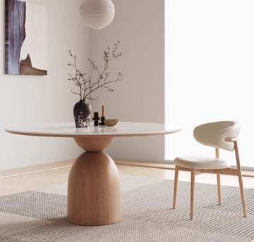 円形テーブルダイニングテーブル丸テーブルセラミック＆アッシュ材脚　fjx-emt-052