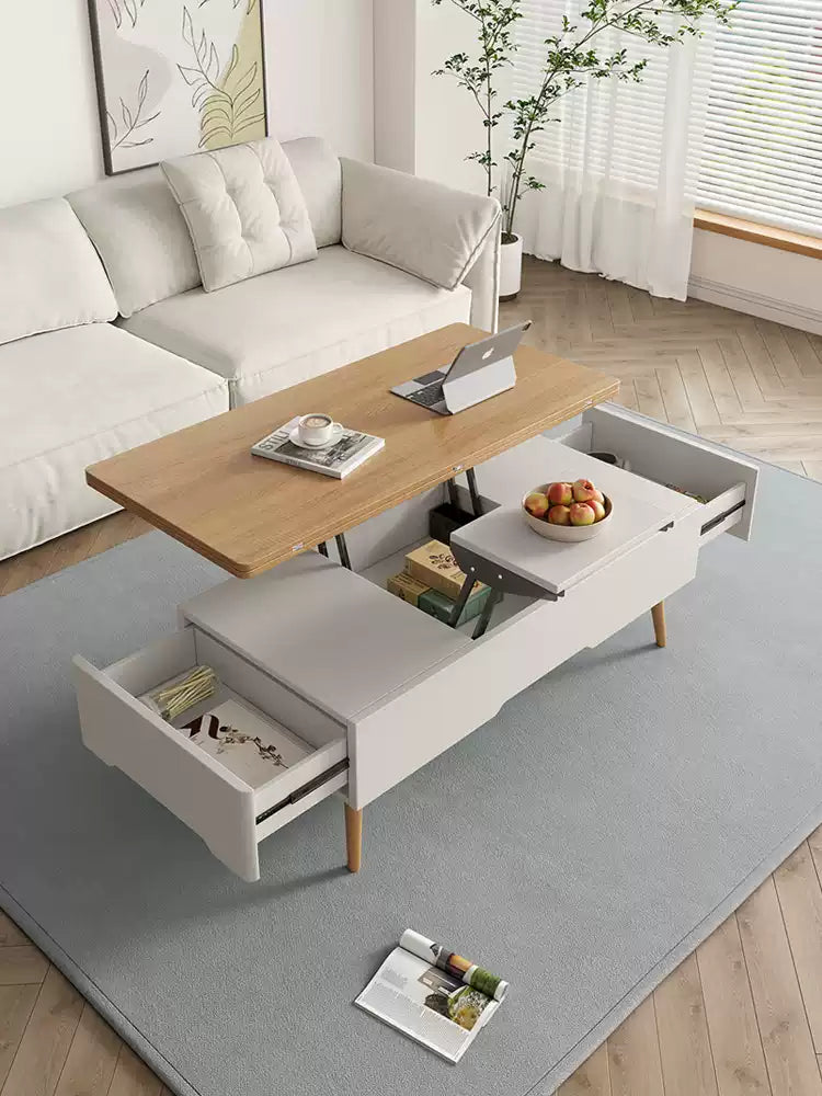昇降伸縮式　3WAY　引き出し付き　リビングテーブル　ローテーブルソファーテーブル　食事テーブルfknsj-3379