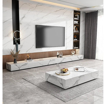 セラミックパイン製のスタイリッシュなテレビ台・コーヒーテーブルセット - モダンインテリアに最適 flsd-5184