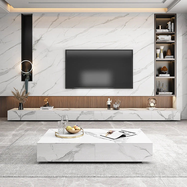 セラミックパイン製のスタイリッシュなテレビ台・コーヒーテーブルセット - モダンインテリアに最適 flsd-5184