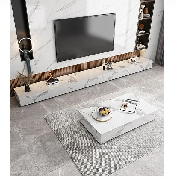 セラミックパイン製のスタイリッシュなテレビ台・コーヒーテーブルセット - モダンインテリアに最適 flsd-5184