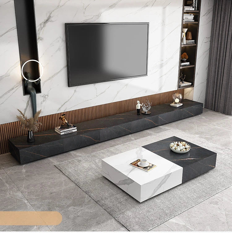 セラミックパイン製のスタイリッシュなテレビ台・コーヒーテーブルセット - モダンインテリアに最適 flsd-5184