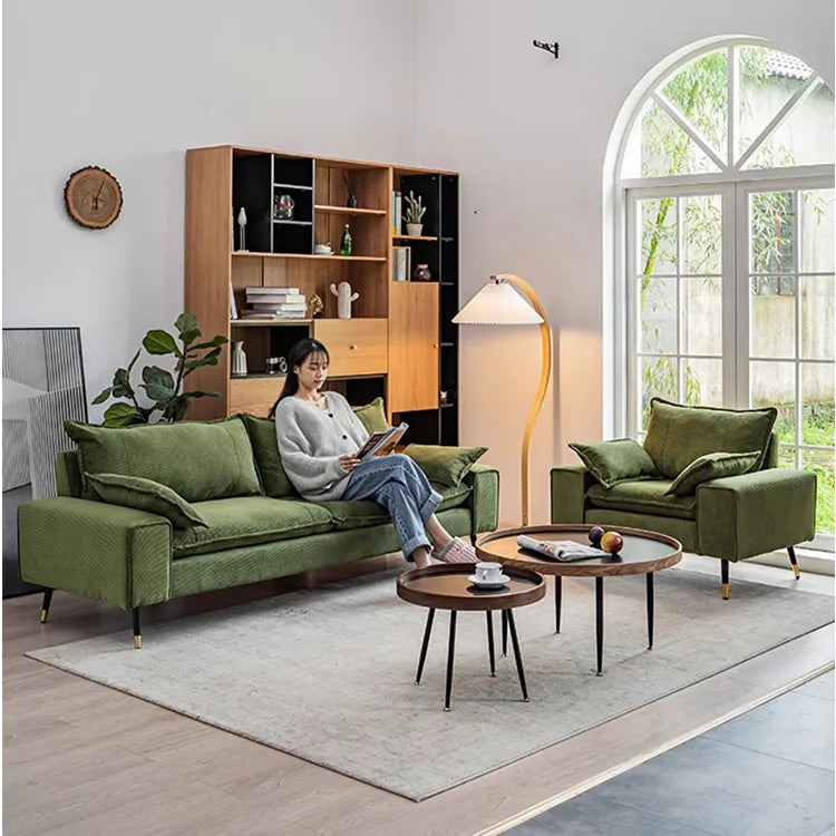 ソファー グリーン ベージュ 無垢材 コーデュロイ fmdgz-3749