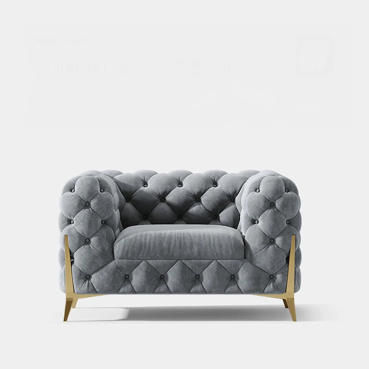 おしゃれなパインステンレス製ソファー｜ラグジュアリーな深い青色・リビングルームに最適なデザイン fmfd-5060