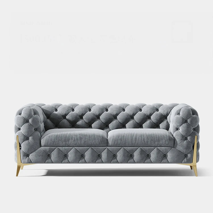 おしゃれなパインステンレス製ソファー｜ラグジュアリーな深い青色・リビングルームに最適なデザイン fmfd-5060