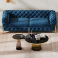 おしゃれなパインステンレス製ソファー｜ラグジュアリーな深い青色・リビングルームに最適なデザイン fmfd-5060