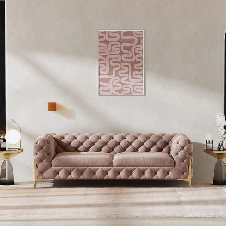 おしゃれなパインステンレス製ソファー｜ラグジュアリーな深い青色・リビングルームに最適なデザイン fmfd-5060