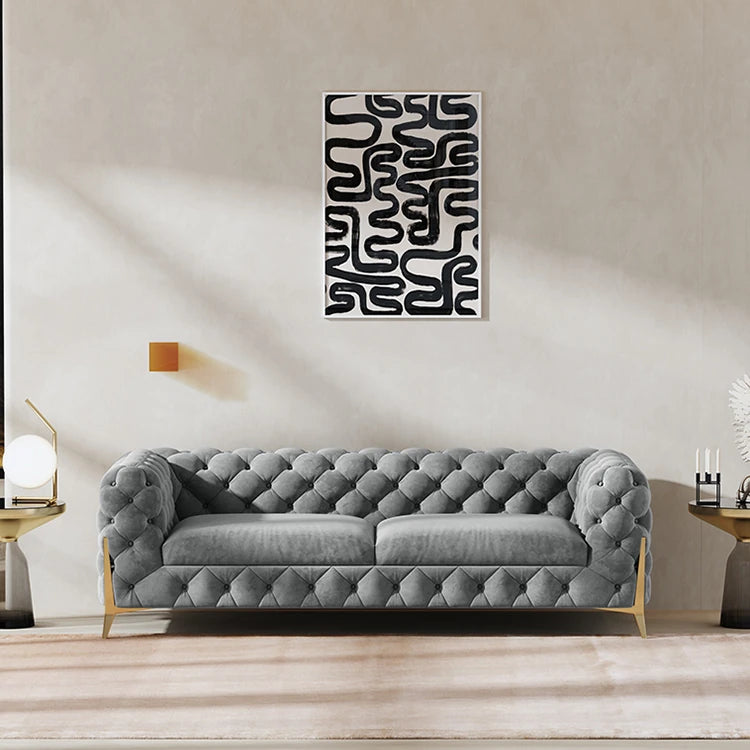 おしゃれなパインステンレス製ソファー｜ラグジュアリーな深い青色・リビングルームに最適なデザイン fmfd-5060