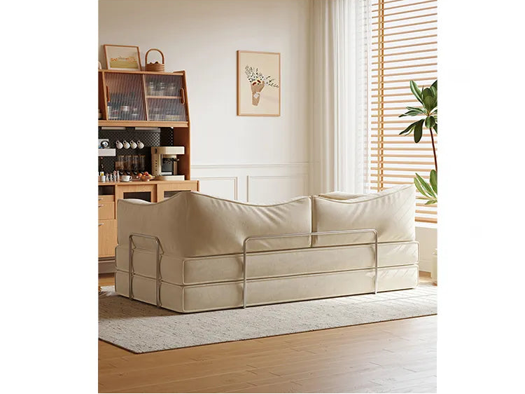 ソファー ベージュ エアレザー ダウン ステンレス シリコンフィル fmgj-3294