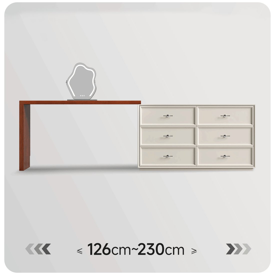 化粧台 鏡台　ドレッサー　延長式デスク　チェスト付き　ミラー別販売　fmgj-7228