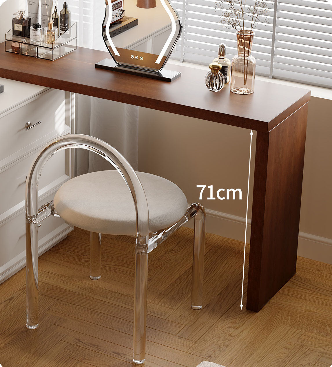 化粧台 鏡台 ドレッサー 延長式デスク チェスト付き ミラー別販売 fmgj