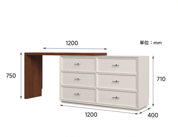 化粧台 鏡台 ドレッサー 延長式デスク チェスト付き ミラー別販売 fmgj