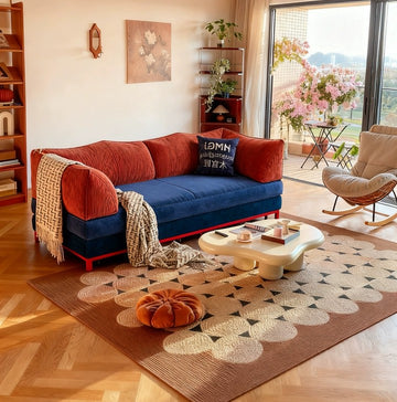 ソファ　リビングソファベッド　コーデュロイ生地でおしゃれなカウチソファーロータイプ　延長式来客泊り大活躍　fmgj-7245