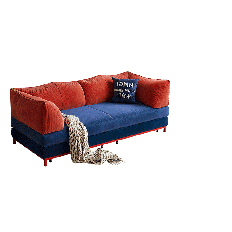 ソファ　リビングソファベッド　コーデュロイ生地でおしゃれなカウチソファーロータイプ　延長式来客泊り大活躍　fmgj-7245