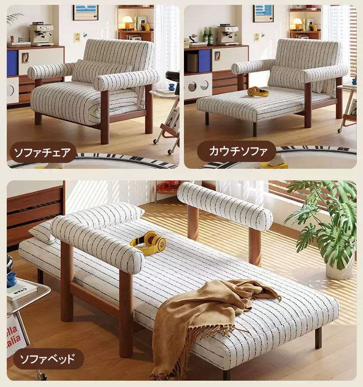 一人暮らし最適すぎる省スペースソファ　３WAYソファチェアベッド　リクライニング機能　かわいいファブリックデザイン。　　fmgj-7725