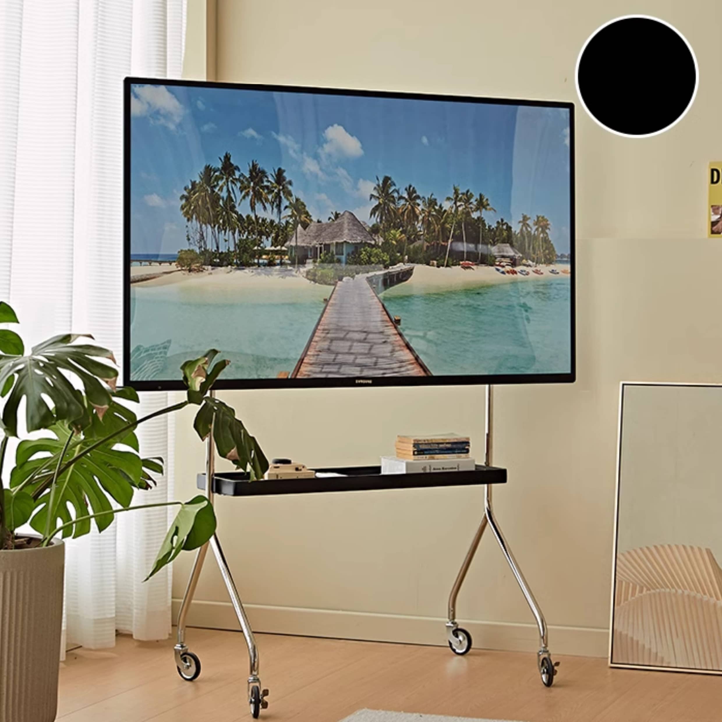 高級ツゲ材と丈夫なステンレス製テレビスタンド - おしゃれで機能的な