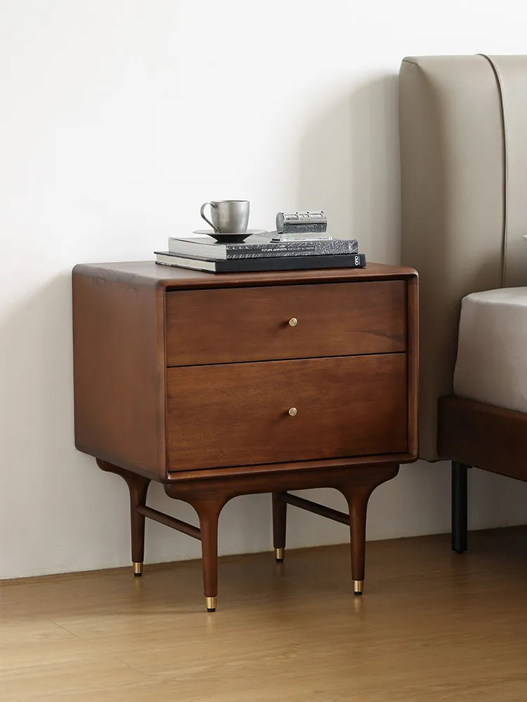 ナイトテーブル ライトブラウン ブラウン ブラック 無垢材 fsz-3305