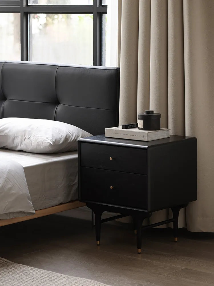 ナイトテーブル ライトブラウン ブラウン ブラック 無垢材 fsz-3305