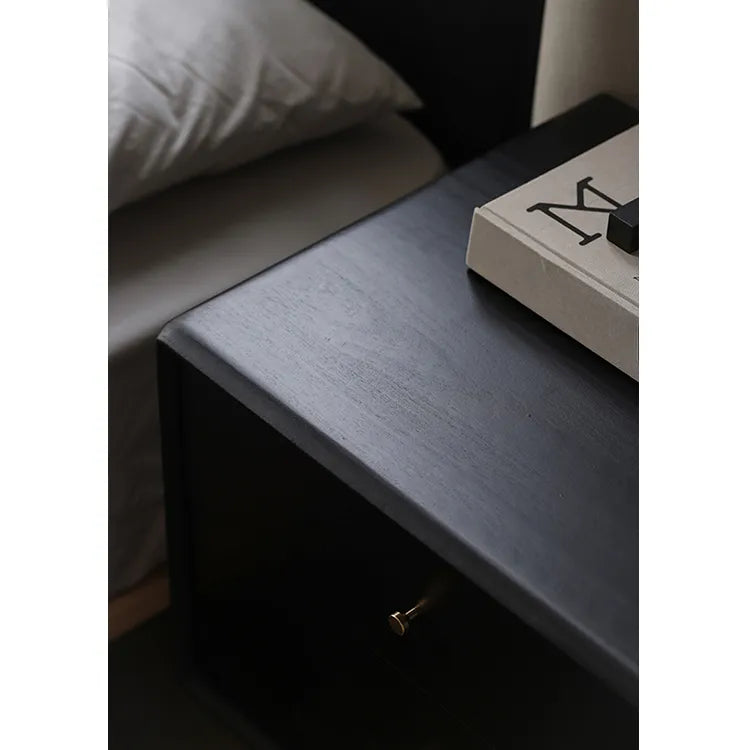 ナイトテーブル ライトブラウン ブラウン ブラック 無垢材 fsz-3305