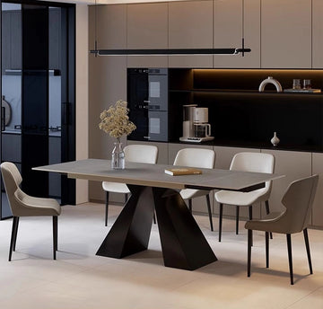 多機能ダイニングテーブル 伸長式 /片側伸長式テーブル　セラミック天板＆スチール素材の脚フレーム fxj-681