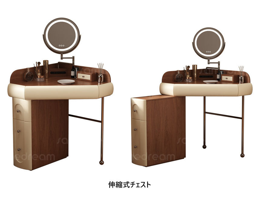 ドレッサー ミニ省スペース 収納たっぷり隙間壁寄せタイプ ミラー別途