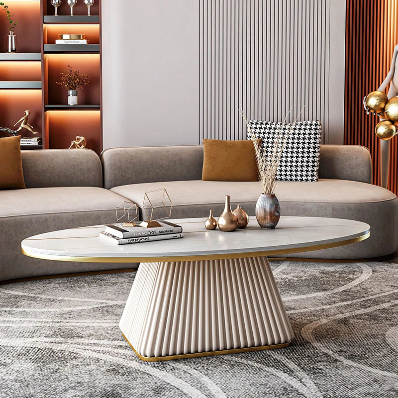 モダンセラミックセンターテーブル｜合成皮革ベース・エレガントデザイン・リビングルームに最適【送料無料】 fxmj-3057