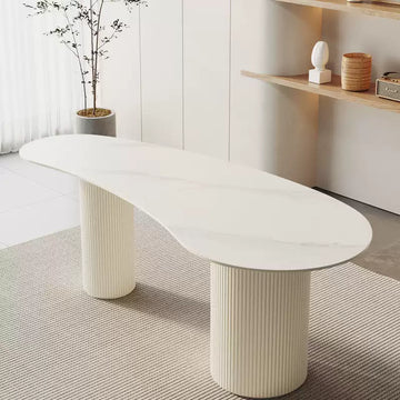 デスクテーブル　ダイニングテーブル　セラミック天板丸脚デザイン　fxms-6294