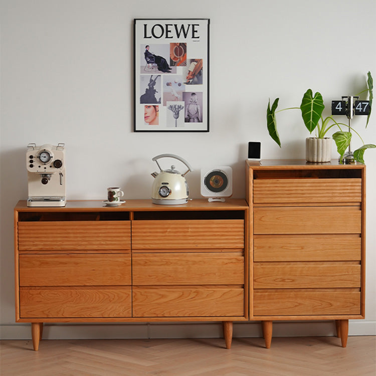 高級チェリー材キャビネット ガラス張り収納家具 | エレガントなチェスト収納 fyx-853