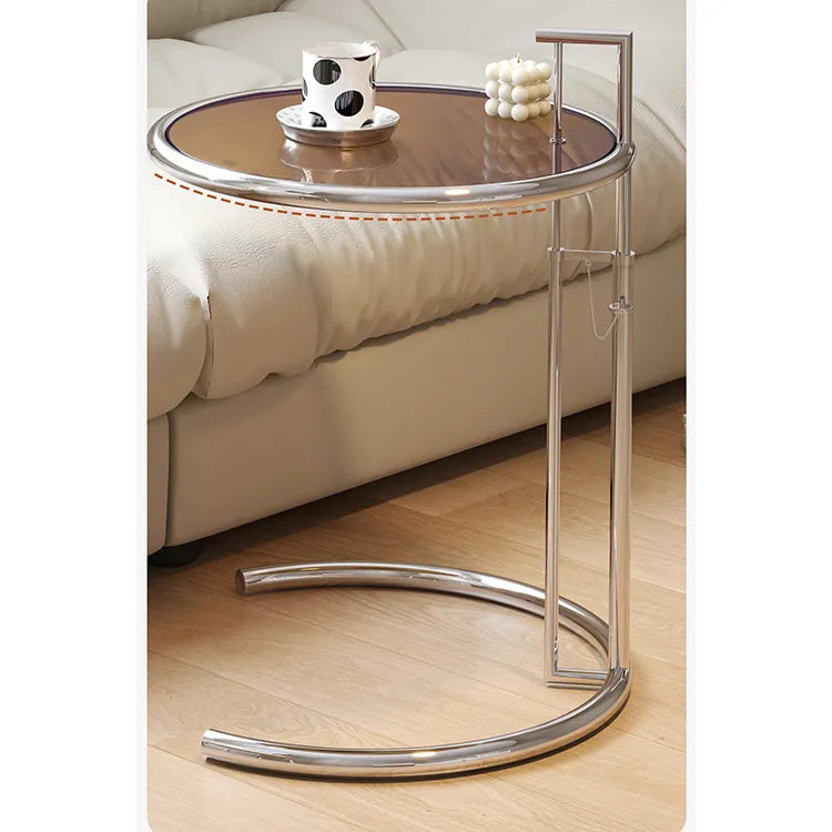 センターテーブル ライトブラウン クリア ライトグレー 強化ガラス ステンレス fzx-3265