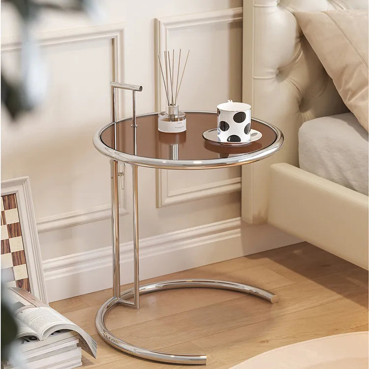 センターテーブル ライトブラウン クリア ライトグレー 強化ガラス ステンレス fzx-3265