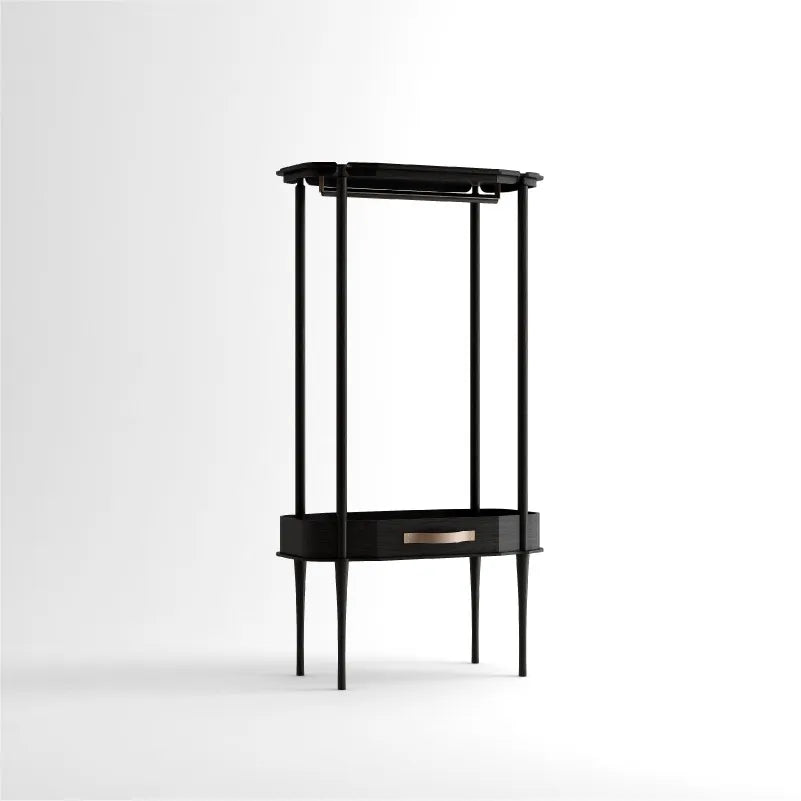 ハンガー ブラック ナチュラル オーク 多層板 無垢材 銅 本革 fzy-3332