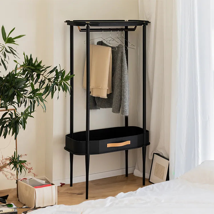 ハンガー ブラック ナチュラル オーク 多層板 無垢材 銅 本革 fzy-3332