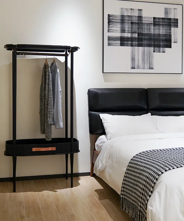 ハンガー ブラック ナチュラル オーク 多層板 無垢材 銅 本革 fzy-3332