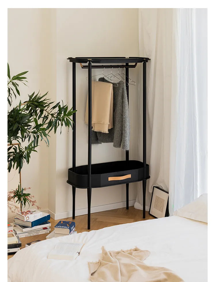 ハンガー ブラック ナチュラル オーク 多層板 無垢材 銅 本革 fzy-3332