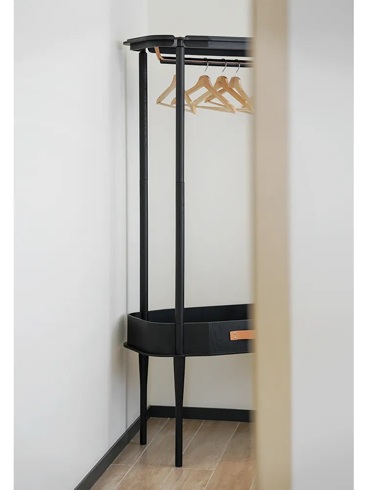 ハンガー ブラック ナチュラル オーク 多層板 無垢材 銅 本革 fzy-3332