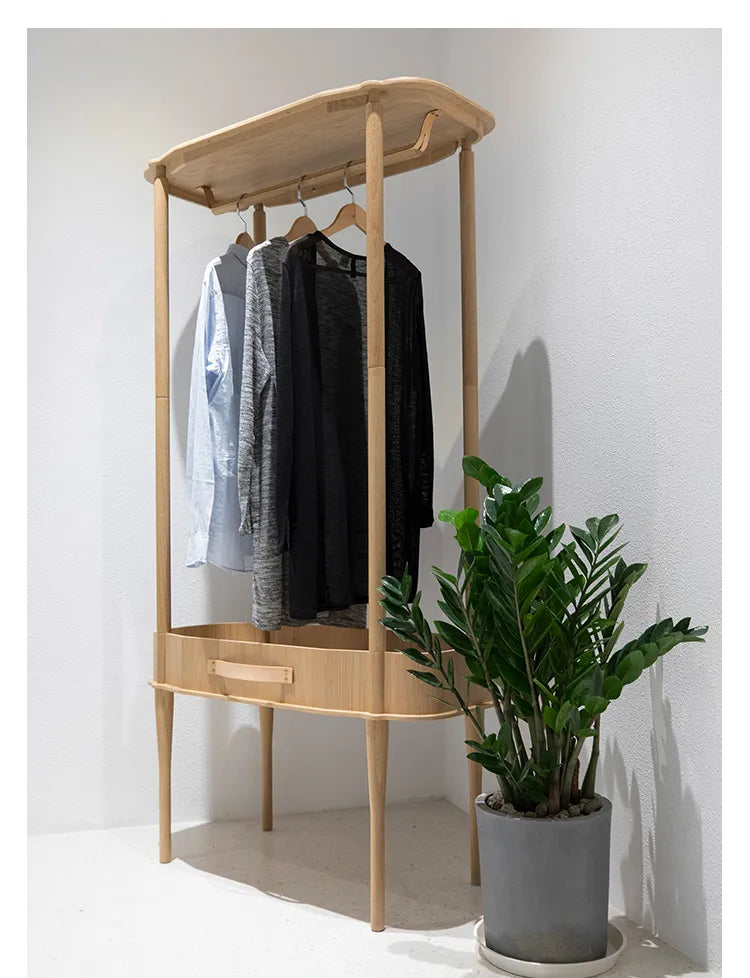 ハンガー ブラック ナチュラル オーク 多層板 無垢材 銅 本革 fzy-3332