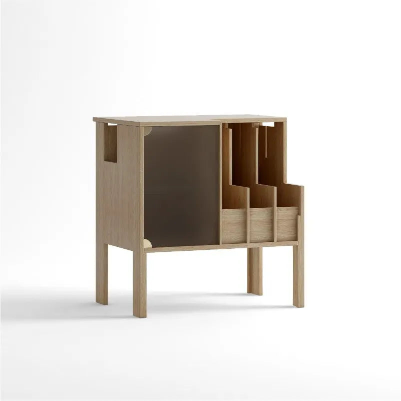 キャビネット ナチュラル ブラック 多層板 オーク fzy-3334