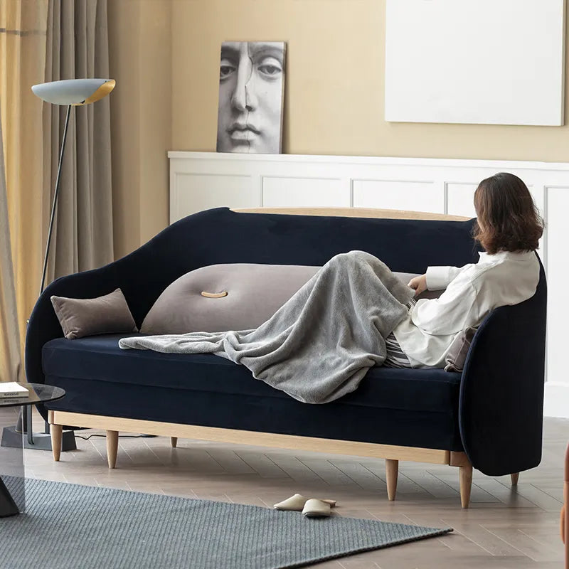 ソファー ダークグレー ベージュ ブルー オーク 多層板 エアレザー ベルベット fzy-3335