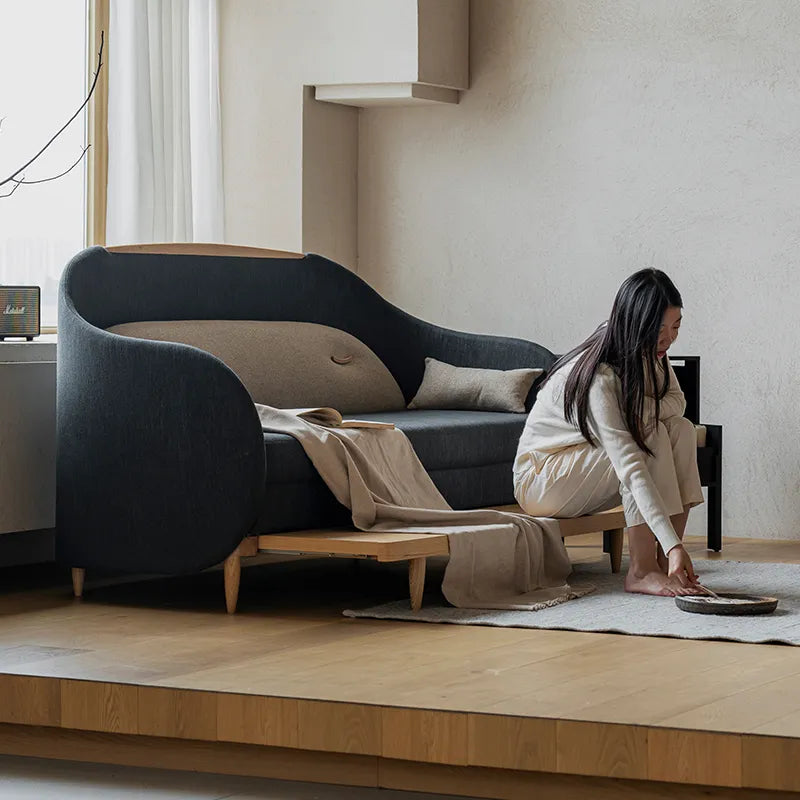 ソファー ダークグレー ベージュ ブルー オーク 多層板 エアレザー ベルベット fzy-3335