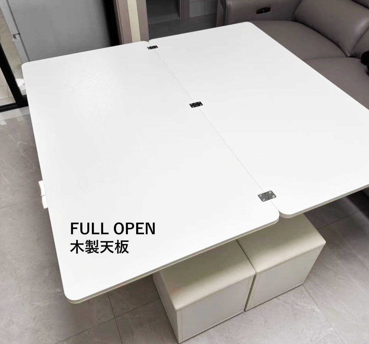 在庫品】3way多機能リビングテーブル大理石調ガラス天板gy-n-23
