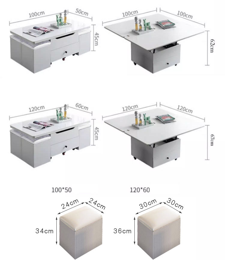 在庫品】3way多機能リビングテーブル大理石調ガラス天板gy-n-23