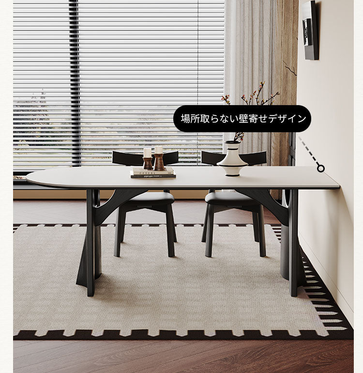 ダイニングテーブル　半楕円形テーブル　壁寄せスクエア＆ラウンドテーブル　リビングテーブル賃貸マンションhagst-3611