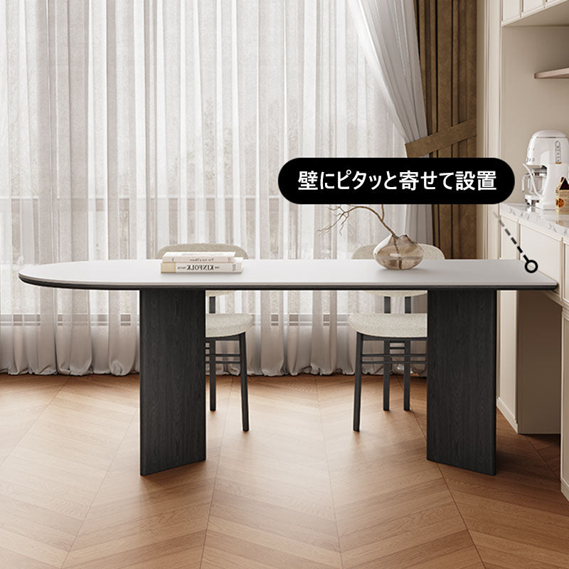 ダイニングテーブル壁寄せタイプのセラミック天板おしゃれなモダン